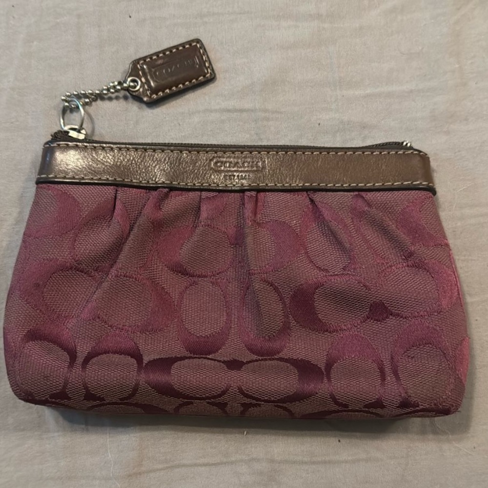 Coach Plum and Brown Wristlet